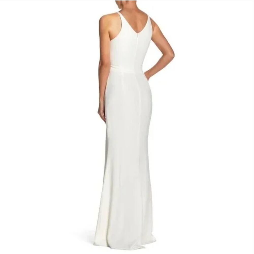 NEW $198 Dress The Population Iris White Bridal Maxi Gown w/ Slit - Picture 11 of 11